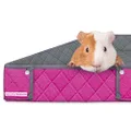 Paw Inspired Critter Box Washable Cage Liner, Reversible Fleece Bedding with Raised Sides for Guinea Pigs and Other Small Animals (Midwest, Gray/Pink)