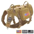 Forestpaw Tactical Dog Vest Harness,No Pulling Front Leash Clip,Adjustable Service Dog Vest with Backpack Heavy Duty for Medium Large Dogs,Brown L