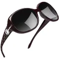 Joopin Polarized Sunglasses for Women Vintage Big Frame Sun Glasses Ladies Shades (Wine Red)