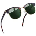 Joopin Semi Rimless Polarized Sunglasses Women Men Retro Brand Sun Glasses (Retro Leopard/Olive)