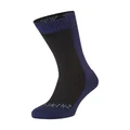 SEALSKINZ Unisex Waterproof Cold Weather Mid Length Sock, Black/Navy Blue, Large