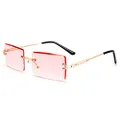 FEISEDY Vintage Rimless Sunglasses Rectangle Frameless Candy Color Glasses Women Men B2642, 05 Glamour Pink, 60MM