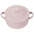 Le Creuset Stoneware Mini Round Cocotte with Flower Lid, 8oz., Chiffon Pink