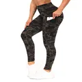 THE GYM PEOPLE Thick High Waist Yoga Pants with Pockets, Tummy Control Workout Running Yoga Leggings for Women (Small, Army Green Camo)