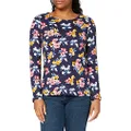 Joules Women's Harbour Print Long Sleeve Jersey Top Navy Floral 12