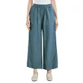 IXIMO Women's Linen Pants Elastic Pleated Wide Leg Straight Fit Palazzo Pants Blue XL