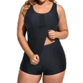 Holipick Women Black Plus Size Tankini Swimsuits Athletic Tankini Top with Boy Shorts Two Piece Tummy Control Bathing Suits 16 Plus