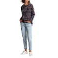Joules Women's Harbour Print Long Sleeve Jersey Top, Navy Floral Stripe, US2