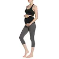 Cloya Women's Maternity Active Capri Pant (XL, Charcoal)