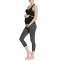 Cloya Women's Maternity Active Capri Pant (L, Black Heather)