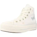 Converse Unisex Chuck Taylor All Star Lift High Top Canvas Sneaker - Lace up Closure Style - White/Cocoon Blue, White/Cocoon Blue, 9.5 Women/7.5 Men
