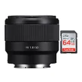 Sony FE 50mm f/1.8 Lens with 64GB Memory Card Bundle (2 Items)
