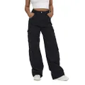 Women's High Waist Cargo Jeans Flap Pocket Baggy Cargo Pants Y2K Wide Leg Denim Jeans Straight Casual Loose Streetwear Pants., Black, Medium