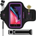 iPhone 8 Plus/iPhone 7 Plus Armband,RUNBACH Sweatproof Running Exercise Gym Cellphone Sportband Bag with Fingerprint Touch/Key Holder and Card Slot for iPhone 7/8 Plus(Purple)