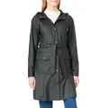 RAINS Curve W Jacket - Waterproof Jacket for Women Coat with Belt, Black, Medium