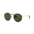 Ray-Ban Rb3647n Double Bridge Round Sunglasses, Gold/G-15 Green, 51 mm