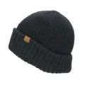SEALSKINZ Unisex Waterproof Cold Weather Roll Cuff Beanie, Black, Large/X-Large