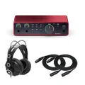 Focusrite Scarlett 2i2 4th Gen USB Audio Interface with Closed-Back Studio Headphones and XLR Cables (2) (4 Items)