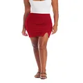 H&C Women Premium Nylon Ponte Stretch Office Pencil Skirt Made Below Knee Made in The USA, Ksk45012-1073t-red, Medium