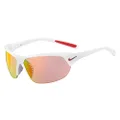 Nike EV1125-106 Skylon Ace Sunglasses Shiny White Frame Color, Grey with Red Mirror Lens Tint