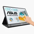 ASUS ZenScreen MB16AMT 15.6" Full HD Portable Monitor Touch Screen IPS Non-glare Built-in Battery and Speakers Eye Care USB Type-C Micro HDMI w/Foldable Smart Case,Dark Gray