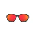 Oakley Men's Oo9019a Plazma Low Bridge Fit Rectangular Sunglasses, Matte Black Ink/Prizm Ruby, 59 mm