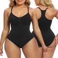 SHAPERX Bodysuit for Women Tummy Control Shapewear Racerback Seamless Sculpting Body Shaper Tank Top, Black, XX-Small-X-Small