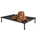 Veehoo Chew Proof Elevated Dog Bed - Cooling Raised Pet Cot - Rustless Aluminum Frame and Durable Textilene Mesh, Unique Designed No-Slip Feet for Indoor or Outdoor Use, Black, X-Large, CWC2002