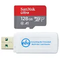 Everything But Stromboli SanDisk MicroSD Ultra 128GB Memory Card Works with Wyze Cam v3 Pro, Wyze Cam Outdoor v2 Smart Camera (SDSQUAB-128G-GN6MN) Bundle with (1) Micro SDXC & SD Card Reader