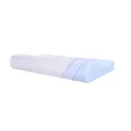 SUQ I OME Slim Sleeper-Gel Thin Memory Foam Pillow,Thin Contour, Low Cervical Profile, for Pain Relief, for Stomacher, Back and Side Sleeper (19.6x11.8x3.1/2.3 inch Gel, White Soft)