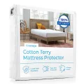 Linenspa Cotton Terry Waterproof Mattress Protector - Top Protection - California King Mattress Protector,White