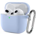 SNBLK AirPods 3rd Generation Case Cover 2021, Soft Silicone Shock-Absorbing Protective Skin Compatible with Apple AirPods 3 Case with Keychain, Wireless Charging, Front LED Visible, Light Blue