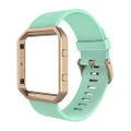 Simpeak Sport Band Compatible with Fitbit Blaze Smartwatch Sport Fitness, Silicone Wrist Band with Meatl Frame Replacement for Fitbit Blaze Men Women, Small, Green Rose Gold Frame