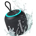 Tronsmart T7 Mini Compact Portable Bluetooth Speaker with Lights, Stereo Sound, Bluetooth 5.3, 18H Playtime, Stereo Pairing, Voice Assistant, IPX7 Waterproof Shower Speaker-minisq (Black)