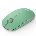 seenda Silent Wireless Mouse, Cute Soft 2.4G Cordless Whisper Quiet Mice Slim & Light for Home/Office/Travel, Portable Laptop Mouse with USB Receiver for PC Computer Desktop Notebook, Green