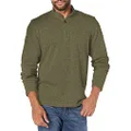 Wrangler Authentics Men’s Sweater Fleece Quarter-Zip, Olive Night, Medium