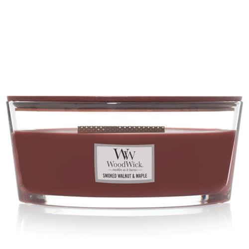 WoodWick Ellipse Scented Candle, Smoked Walnut & Maple, 16oz | Up to 50 Hours Burn Time