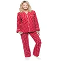 Cotton Flannel Pajamas Women, 2Pc Pajama Set for Women - Dots Diva RD-WT - S