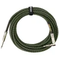 Ernie Ball Braided Instrument Cable, Straight/Angle, 18ft, Neon Green/Black (P06082)