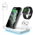 WAITIEE Wireless Charger 3 in 1, 15W Fast Charging Station for Apple iWatch 6/5/4/3/2/1,AirPods Pro, Compatible with iPhone 14/13/12/Pro Max/11 Series/XS Max/XR/XS/X/8/8 Plus/Samsung Galaxy (White)