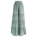 Chicwish Women's Comfy Casual Teal Green Wide-Leg Flare Bell Bottom Pants