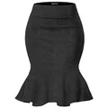 H&C Women Premium Nylon Ponte Stretch Office Pencil Skirt Made Below Knee Made in The USA, Ksk45010-1073t-charcoal, 2X