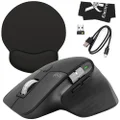 Logitech MX Master 3S Wireless Mouse Bundle with Mousepad and Microfiber Cloth - Logitech MX Master 3 S Mouse for Mac OS, Windows, Chrome, Linux - 8000 DPI, Faster Scrolling, Quiet Clicks (Graphite)