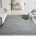 Safavieh Cape Cod Collection CAP350A Hand Woven Flatweave Chevron Natural and Blue Jute Area Rug (8' x 10')