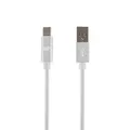 Monoprice USB 2.0 Type-C to Type-A Charge and Sync Nylon-Braid Cable - 1.5 Feet - White, Fast Charging, Up to 3 Amps/60 Watts - Palette Series