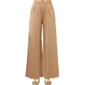 noflik Women's Elastic High Waisted Wide Leg Palazzo Pants with Pockets, #1001b / Dk.taupe, XX-Large