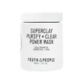 Youth To The People Superclay Purify + Clear Power Mask - Clay Mask with White Clay + French Green Clay Powder to Help Clear Pores, Absorb Excess Oil - BHA, Salicylic Acid, Niacinamide Face Mask (2oz)