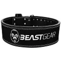 Beast Gear PowerBelt - Premium Double Prong Powerlifting Belt – 4” x 10mm Nubuck Leather Weightlifting Belt with Advanced Screw Rivets