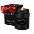 Scented Candles for Men | Smoke & Vanilla Scented Candle | Candle for Men | Soy Candles for Home Scented | Holiday Candle, Christmas Candles, Wood Wicked Candles | Vanilla Candle in Black Jar