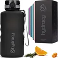 Hydracy 64 oz Motivational Water Bottle with Time Marker, 2 Liter Water Jug, Reusable Gym Water Bottle With Strap, Leak Proof Chug Lid, Bike Bottle with Fruit Infusion Strainer, Ideal Gift